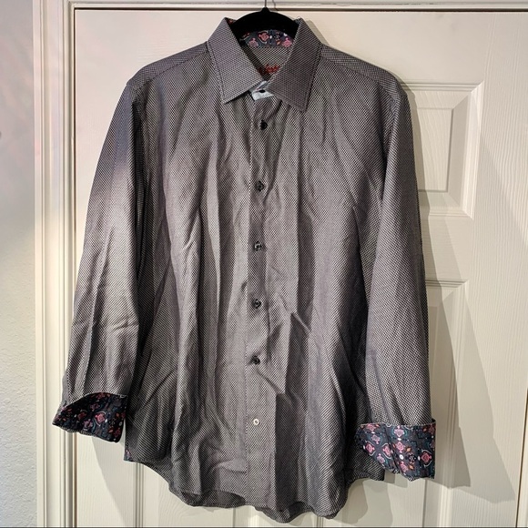 Men's Robert Graham (16 41, M/L) Black/White Geometric LS Button Front - Picture 1 of 12